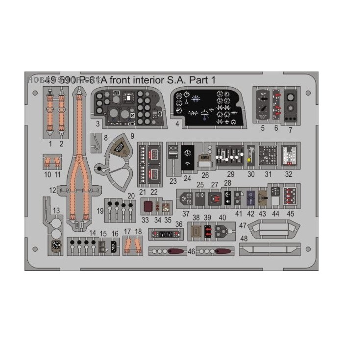 P-61A front interior S.A. - 1/48 Painted PE set