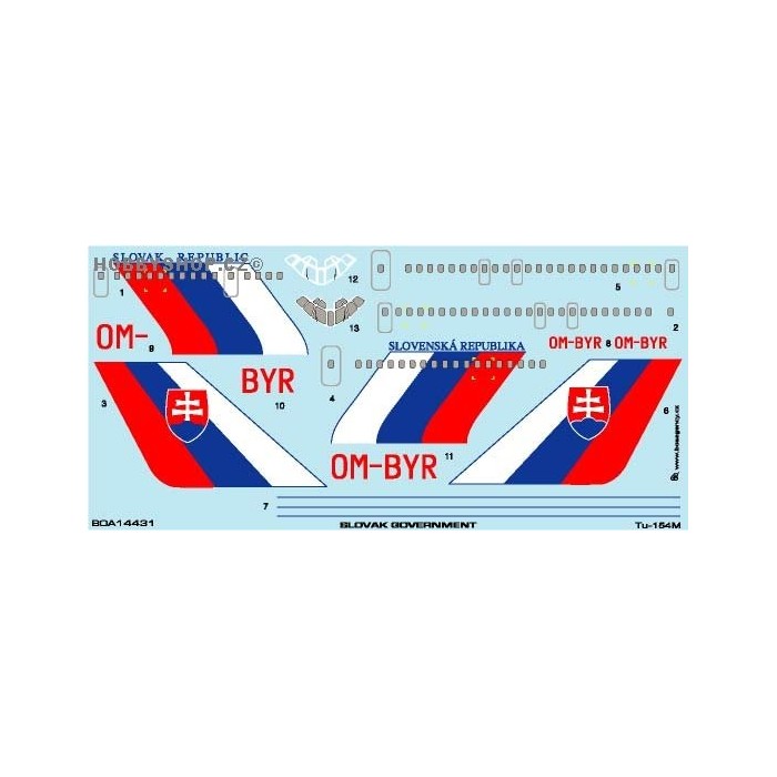 Tu-154M Slovak Government - 1/144 decal