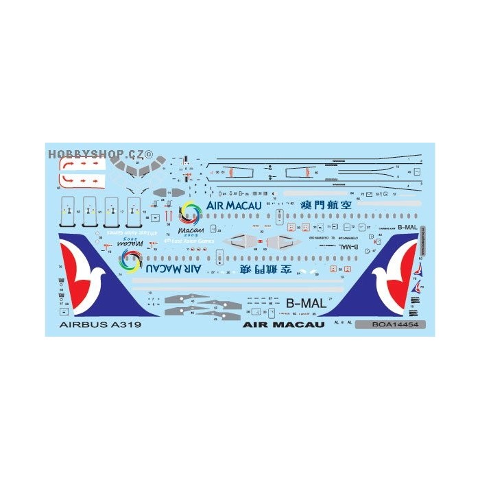 Airbus A319 Air Macau - 1/144 decal