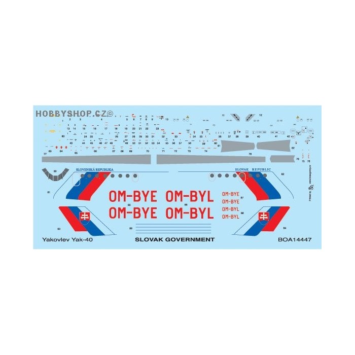 Yakovlev Yak-40 Slovak Government - 1/144 decal