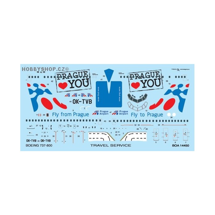Boeing 737-800 Travel Service Fly To Prague - 1/144 decal