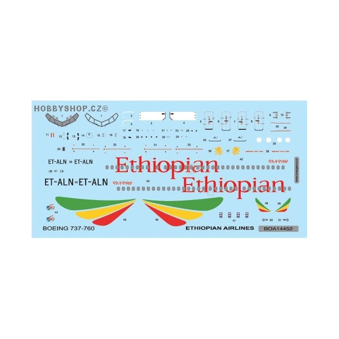 Boeing 737-760 Ethiopian Airlines - 1/144 decal