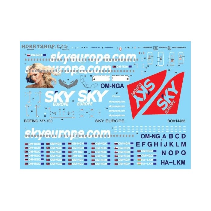 Boeing 737-700 Sky Europe (last scheme/Adriana) - 1/144 decal