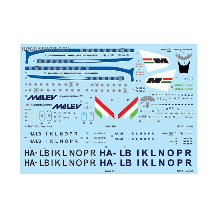 Tupolev Tu-134A Malev - 1/144 decal