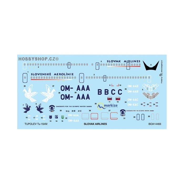 Tupolev Tu-154M Slovak Airlines - 1/144 decal