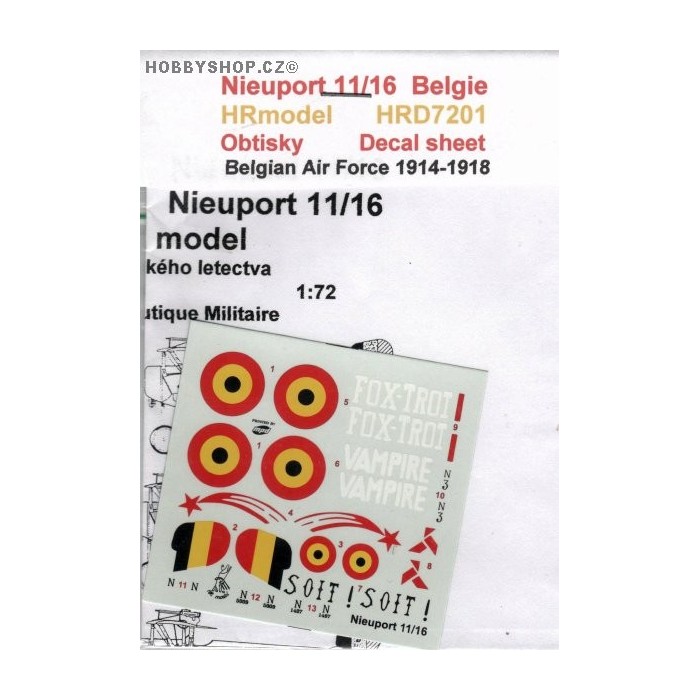 Nieuport 11/16 Belgium - 1/72 decal