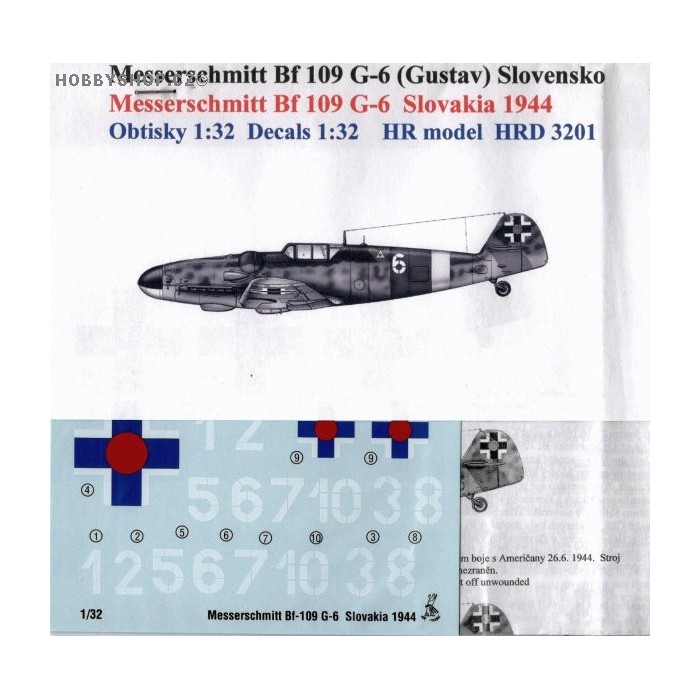 Messerschmitt Bf 109G-6 Slovak A.F. - 1/32 decal