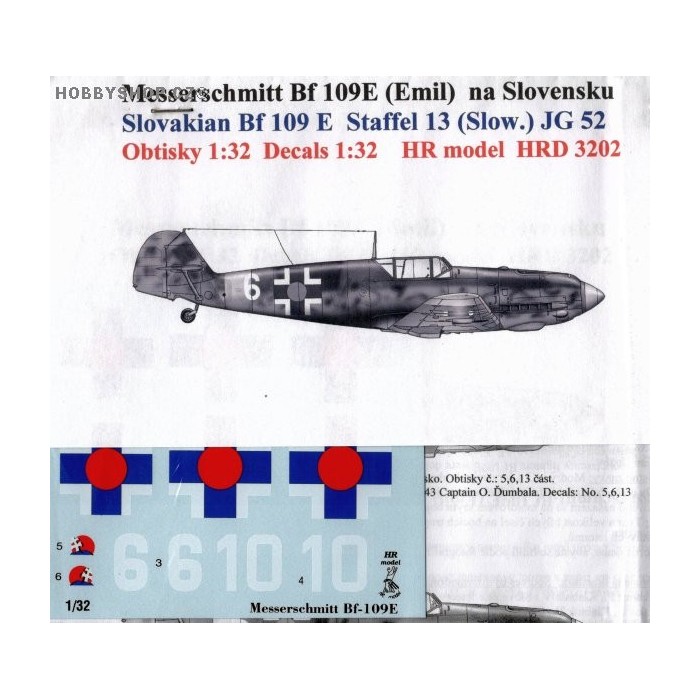 Messerschmitt Bf 109E Slovak A.F. - 1/32 decal