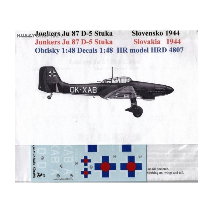 Junkers Ju 87D-5 Slovak A.F. - 1/48 decal