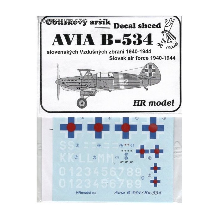 Avia B-534 Slovakia - 1/72 decal