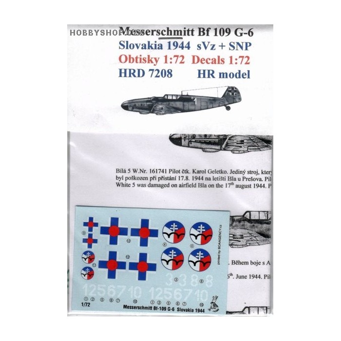 Messerschmitt Bf 109G-6 Slovak A.F. - 1/72 decal