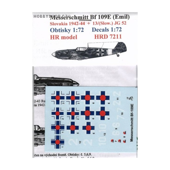 Messerschmitt Bf 109E Slovak A.F. - 1/72 decal