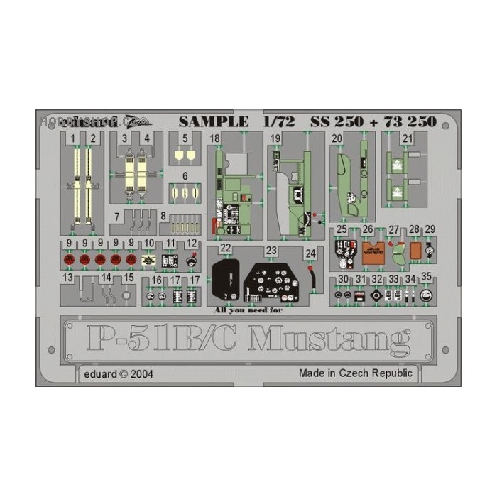 P-51B/C - Painted - 1/72 ZOOM PE set