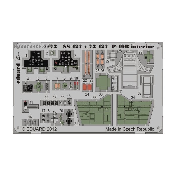 P-40B interior S.A. - 1/72 painted ZOOM PE set