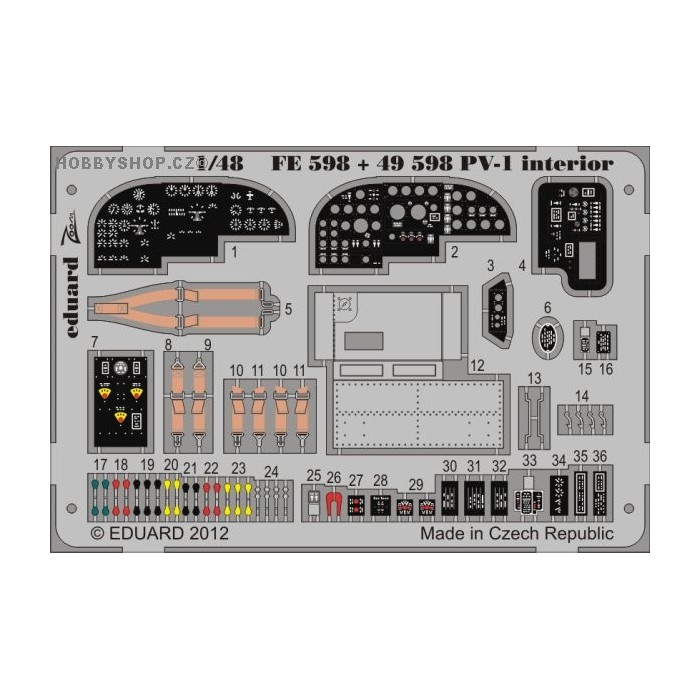 PV-1 interior S.A. - 1/48 painted PE set